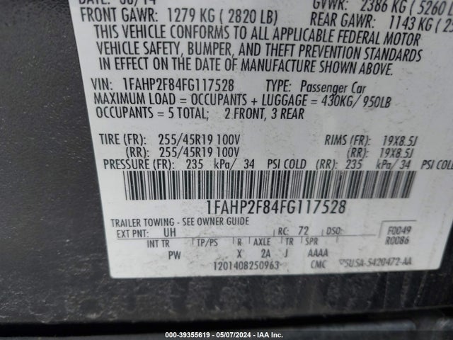 1FAHP2F84FG117528 Ford Taurus Limited