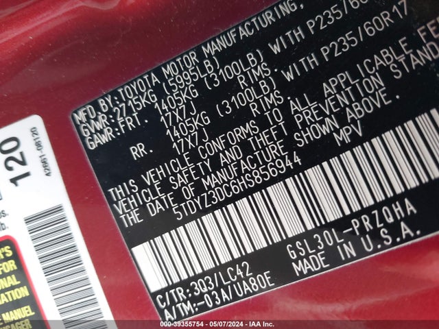 Toyota Sienna Xle 8 Passenger 2017 5TDYZ3DC6HS856944 Image 9