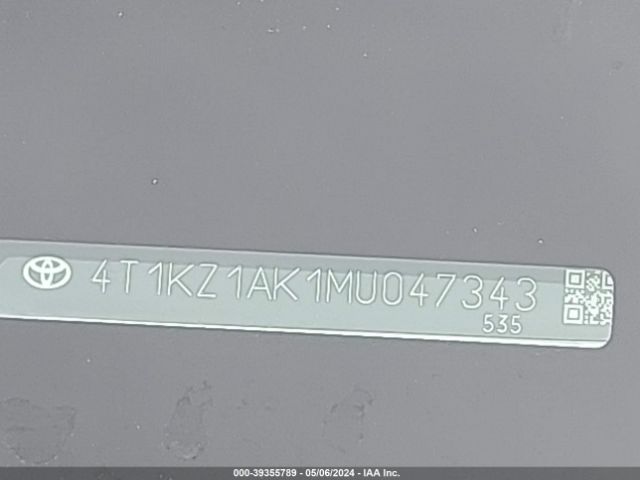 4T1KZ1AK1MU047343 Toyota Camry Xse V6