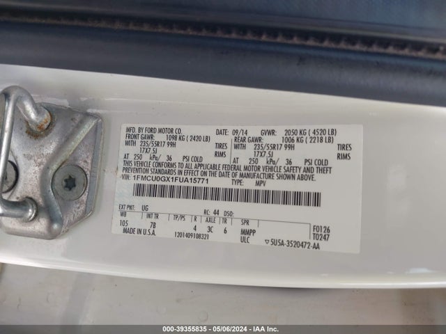 Ford ESCAPE SE 2015 1FMCU0GX1FUA15771 Image 9
