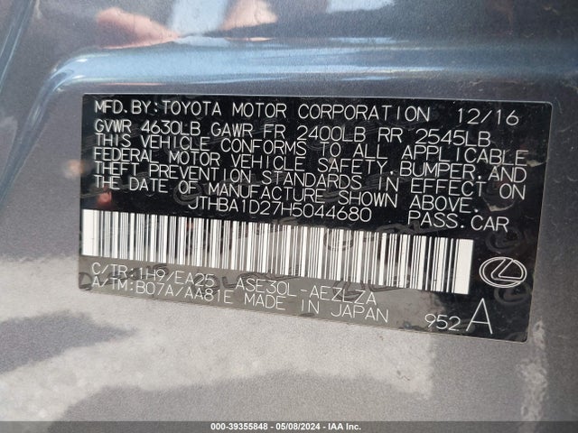 Lexus IS 200T 2017 JTHBA1D27H5044680 Image 9