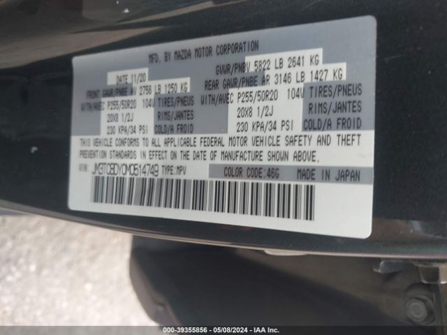 JM3TCBDY0M0514749 Mazda Cx-9 Grand Touring