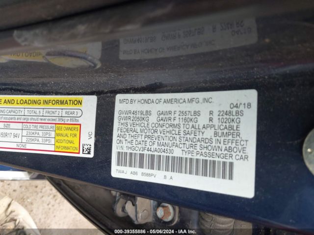 1HGCV3F44JA004530 Honda Accord Hybrid Ex
