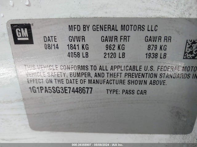 Chevrolet Cruze Ls Auto 2014 1G1PA5SG3E7448677 Image 9