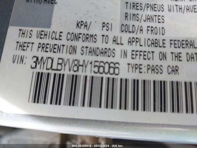 3MYDLBYV8HY156066 Toyota YARIS IA
