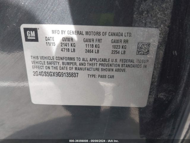 2G4GS5GX9G9135837 Buick Regal Turbo Premium Ii