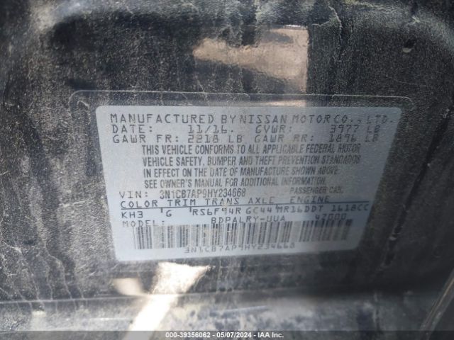3N1CB7AP9HY234668 Nissan Sentra Sr Turbo