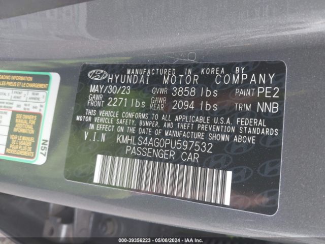 KMHLS4AG0PU597532 Hyundai ELANTRA SEL