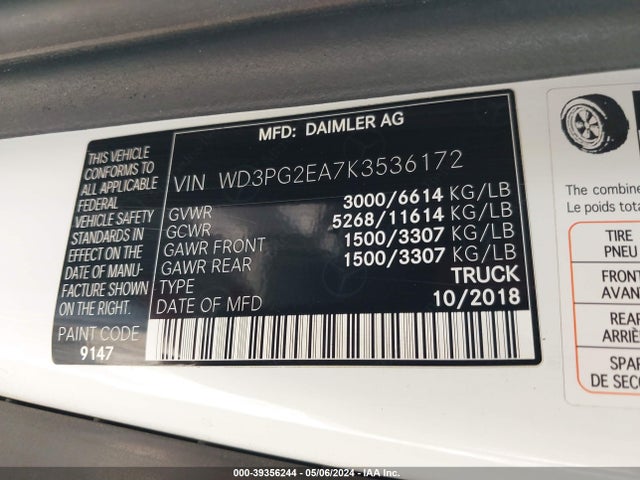 WD3PG2EA7K3536172 Mercedes-Benz Metris