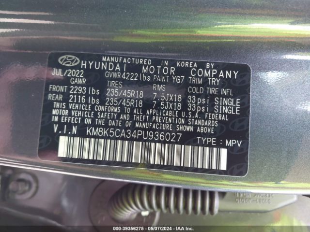 KM8K5CA34PU936027 Hyundai Kona Limited