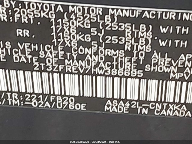 Toyota RAV4 LE 2017 2T3ZFREV7HW386695 Image 9