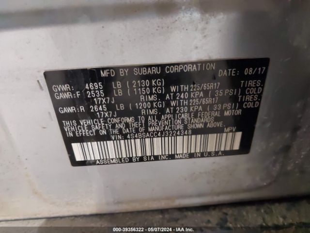 4S4BSACC4J3224348 Subaru Outback 2.5i Premium