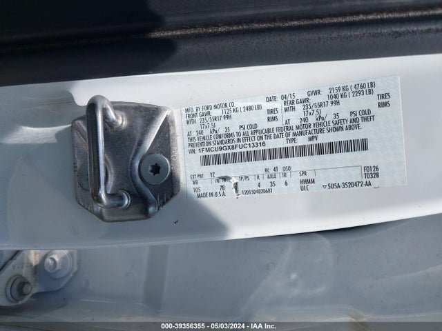 Ford ESCAPE SE 2015 1FMCU9GX8FUC13316 Image 9
