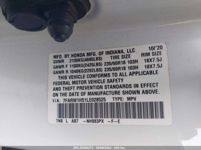 7FARW1H51LE028525 Honda Cr-v 2wd Ex