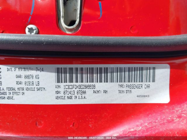 1C3CDFDH3ED909939 Dodge Dart Aero