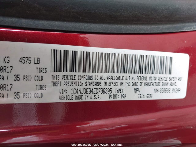 Jeep Compass Latitude 2014 1C4NJDEB4ED796305 Image 9