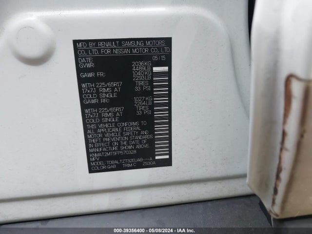 Nissan ROGUE SV 2015 KNMAT2MT5FP570328 Image 9