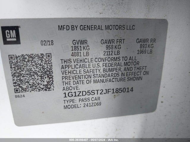 Chevrolet MALIBU LT 2018 1G1ZD5ST2JF185014 Image 9