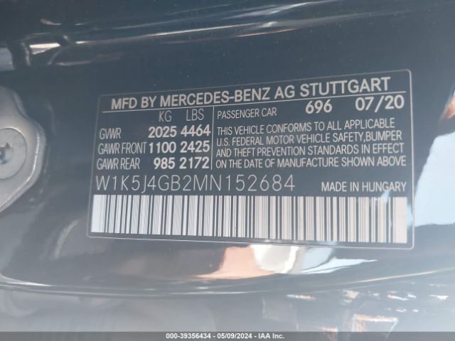 W1K5J4GB2MN152684 Mercedes-Benz CLA 250