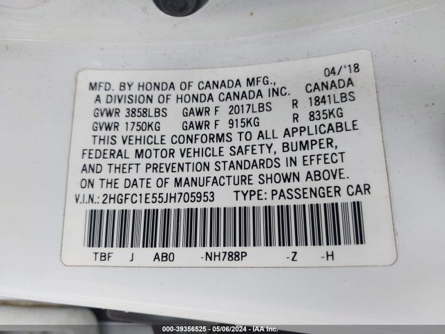 Honda CIVIC SI 2018 2HGFC1E55JH705953 Image 9