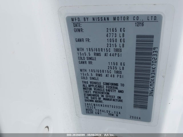 Nissan Nv200 S 2017 3N6CM0KN3HK702339 Image 9