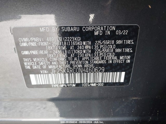Subaru Forester Touring 2022 JF2SKARC0NH460629 Image 9