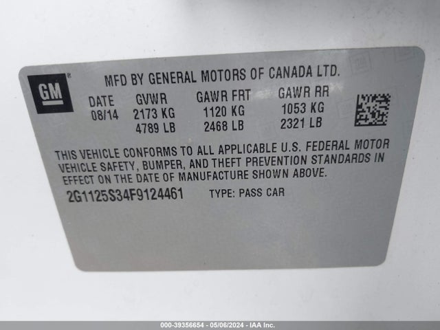 Chevrolet Impala 2lt 2015 2G1125S34F9124461 Image 9