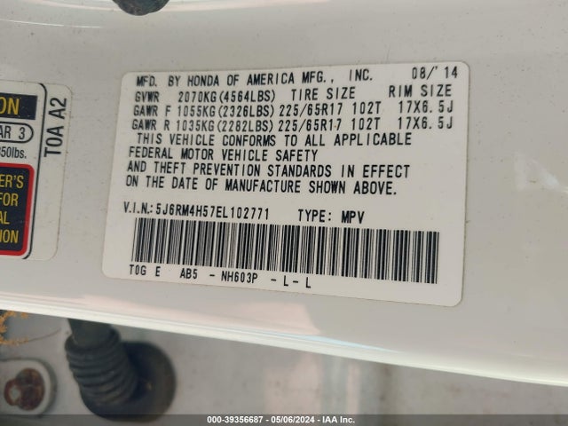 Honda CR-V EX 2014 5J6RM4H57EL102771 Image 9