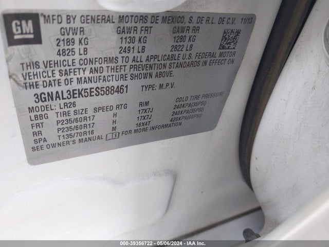 Chevrolet Captiva Sport Lt 2014 3GNAL3EK5ES588461 Image 9