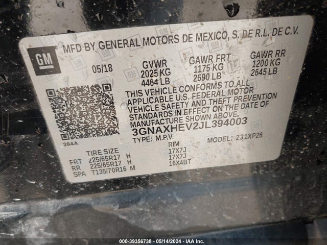 Chevrolet EQUINOX LS 2018 3GNAXHEV2JL394003 Image 9