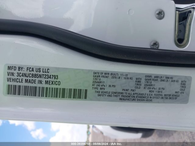 3C4NJCBB5NT234793 Jeep Compass Latitude Fwd