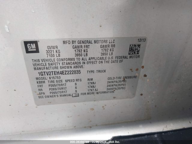 1GTV2TEH4EZ222835 GMC SIERRA 1500