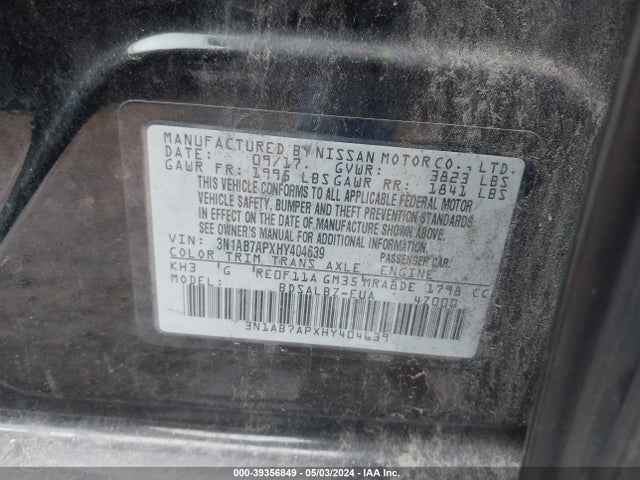 Nissan SENTRA S 2017 3N1AB7APXHY404639 Image 9