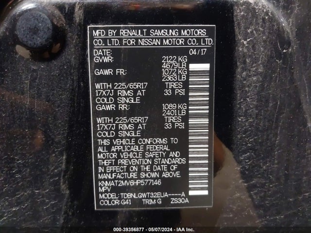 Nissan ROGUE SV 2017 KNMAT2MV6HP577146 Image 9