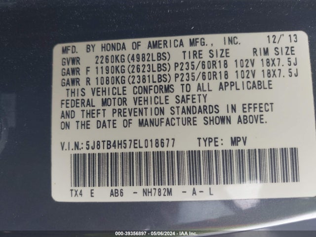 Acura RDX 2014 5J8TB4H57EL018677 Image 9