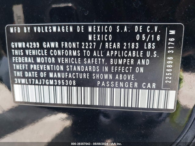 3VWL17AJ7GM395308 Volkswagen Jetta 1.8t Sel