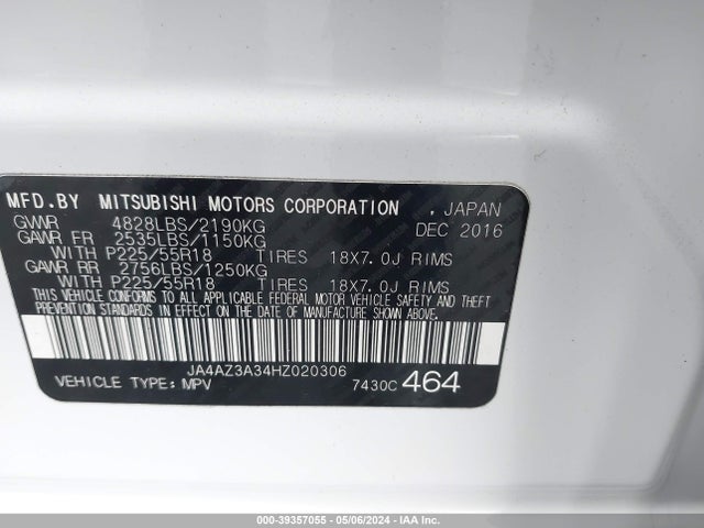Mitsubishi Outlander Se 2017 JA4AZ3A34HZ020306 Image 9