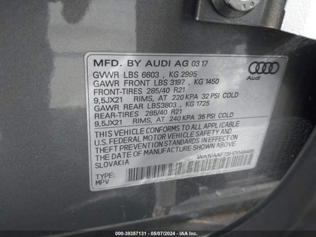 WA1VAAF78HD048468 Audi Q7 3.0t Premium