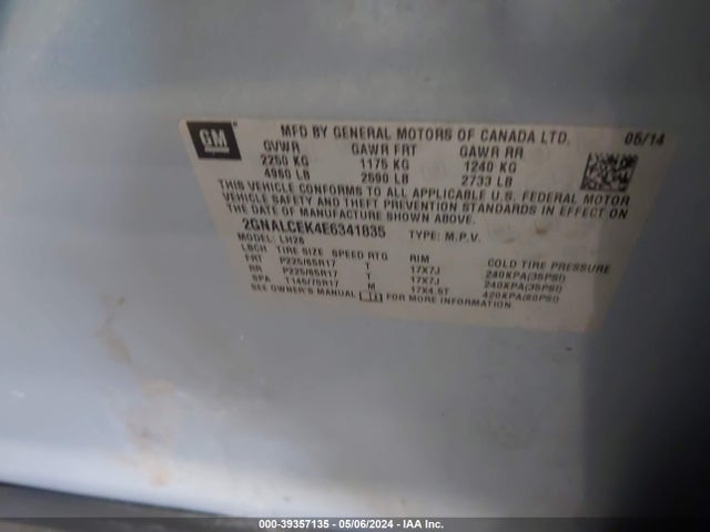 Chevrolet Equinox 2lt 2014 2GNALCEK4E6341835 Image 9