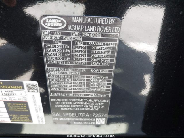 SAL1P9EU7RA172574 Land Rover Range Rover Sport Se