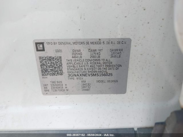 3GNAXNEV5MS156025 Chevrolet Equinox Fwd Premier