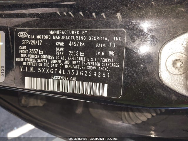 KIA Optima Lx 2018 5XXGT4L35JG229261 Image 9