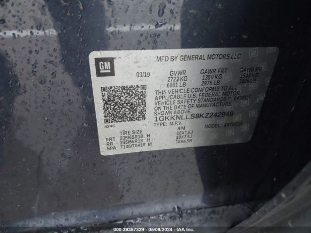 1GKKNLLS8KZ242949 GMC Acadia Sle-2