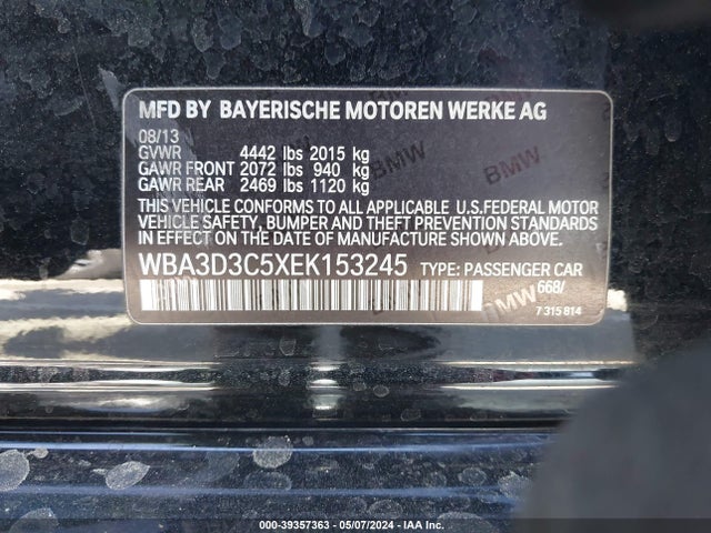 BMW 328D 2014 WBA3D3C5XEK153245 Image 9