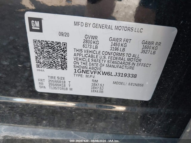 Chevrolet Traverse Awd Ls 2020 1GNEVFKW6LJ319338 Image 9