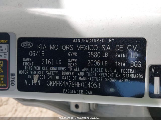 3KPFK4A79HE014053 KIA FORTE LX