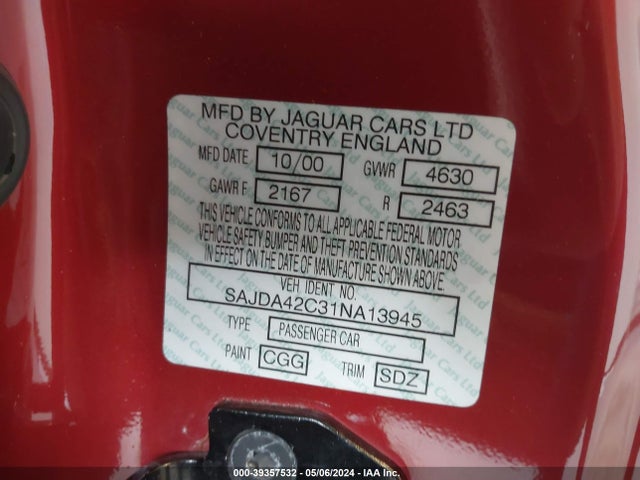 2001 JAGUAR XK8 SAJDA42C31NA13945 Photo 8