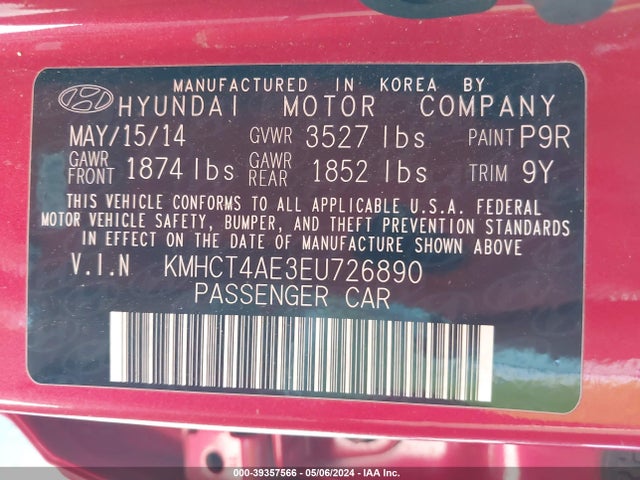 Hyundai ACCENT GLS 2014 KMHCT4AE3EU726890 Image 9