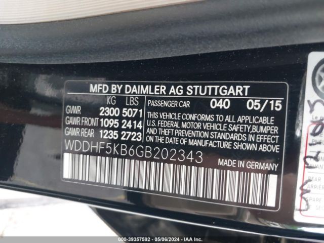 WDDHF5KB6GB202343 Mercedes-Benz E 350