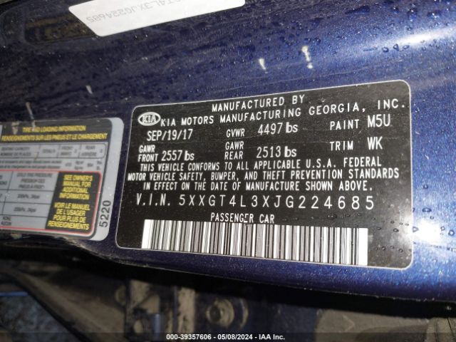 5XXGT4L3XJG224685 KIA Optima S
